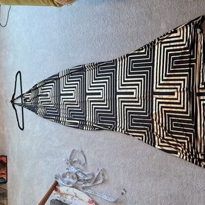 Glitz Halter Gold/Black Block Bodycon Maxi Dress